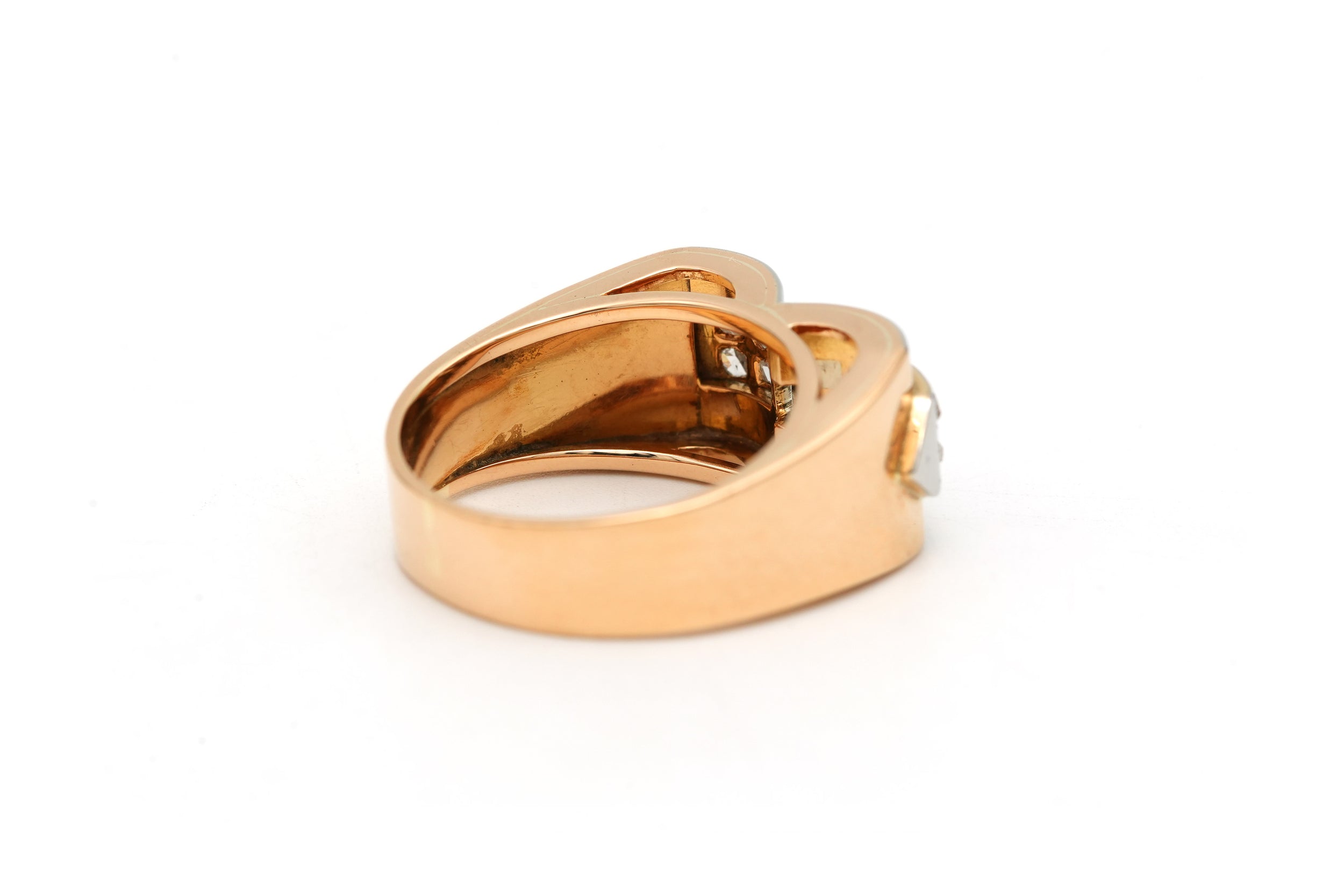 Bague Tank en or blanc, or jaune et diamants