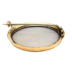 Yellow Gold and Porcelain Brooch