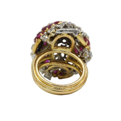 "Dôme" Ring in yellow gold, platinum, rubies, and diamonds