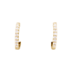 Pair of small creoles in yellow gold, diamonds.