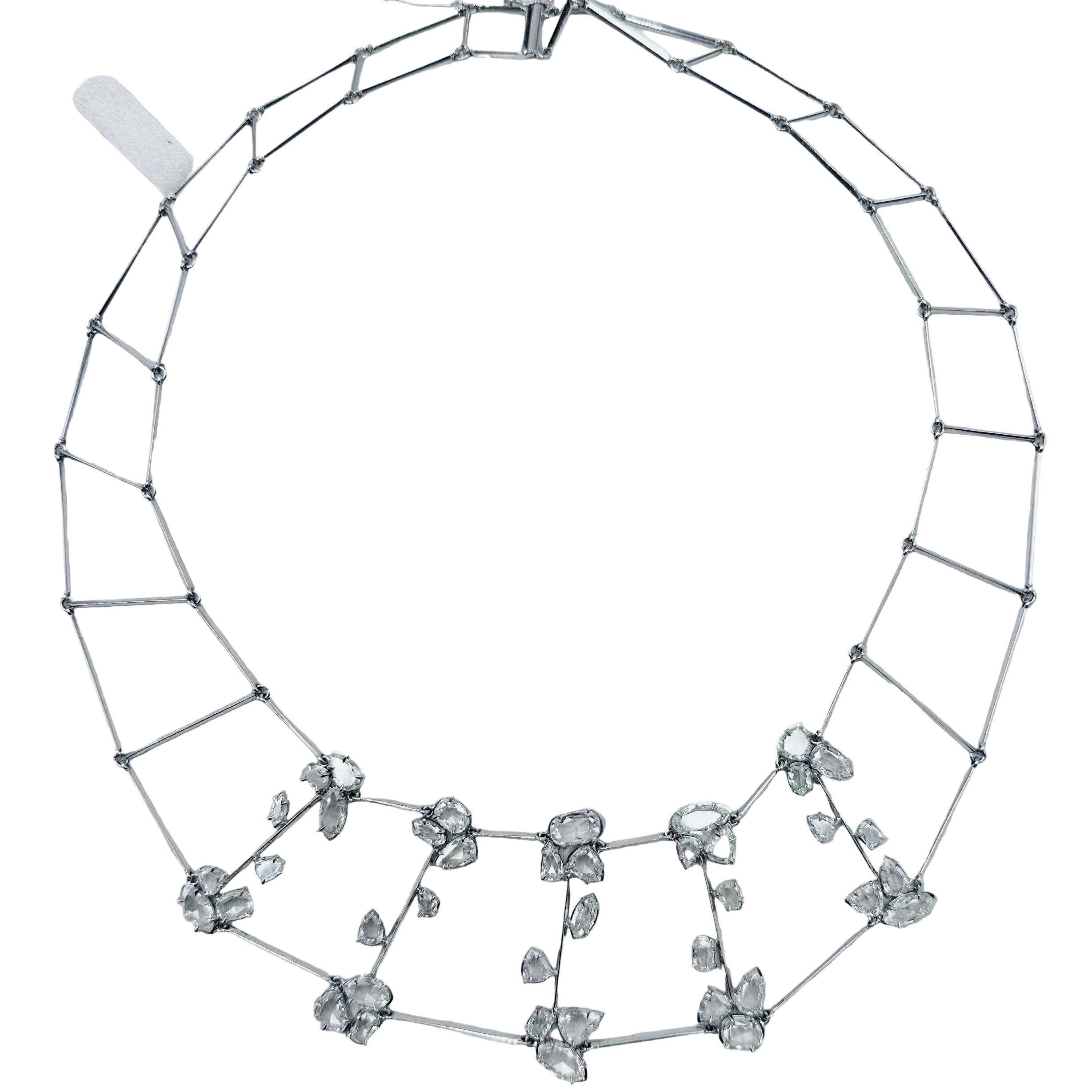 Necklace in white gold and rose-cut diamonds