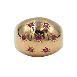 Bague Dôme en or jaune et rubis