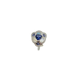 ISABELLE LANGLOIS "Flora Pensée" Entourage Ring in white gold, moonstones, iolites, and diamonds