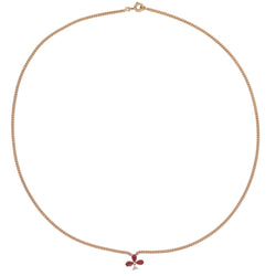 Rose Gold Necklace with Pendant, Pearl, Ruby, and Diamond