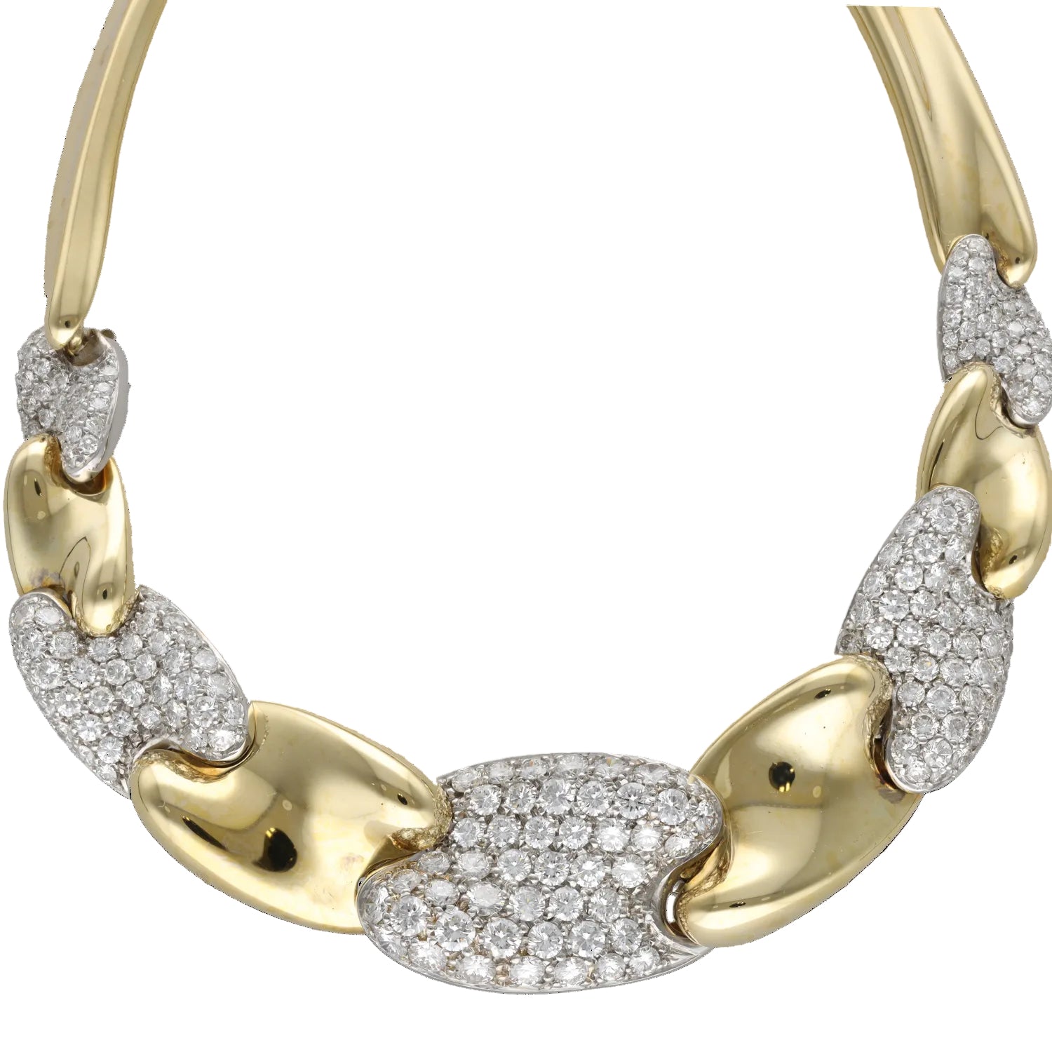 White Gold, Yellow Gold, and Diamond Link Necklace