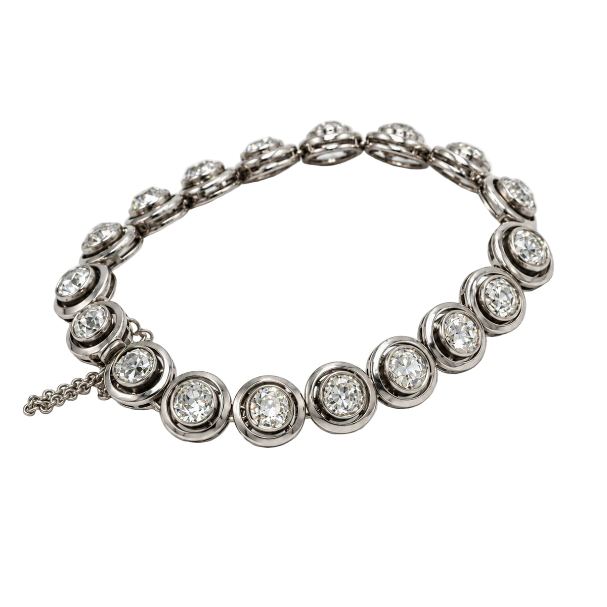 White gold, silver, and diamond bracelet