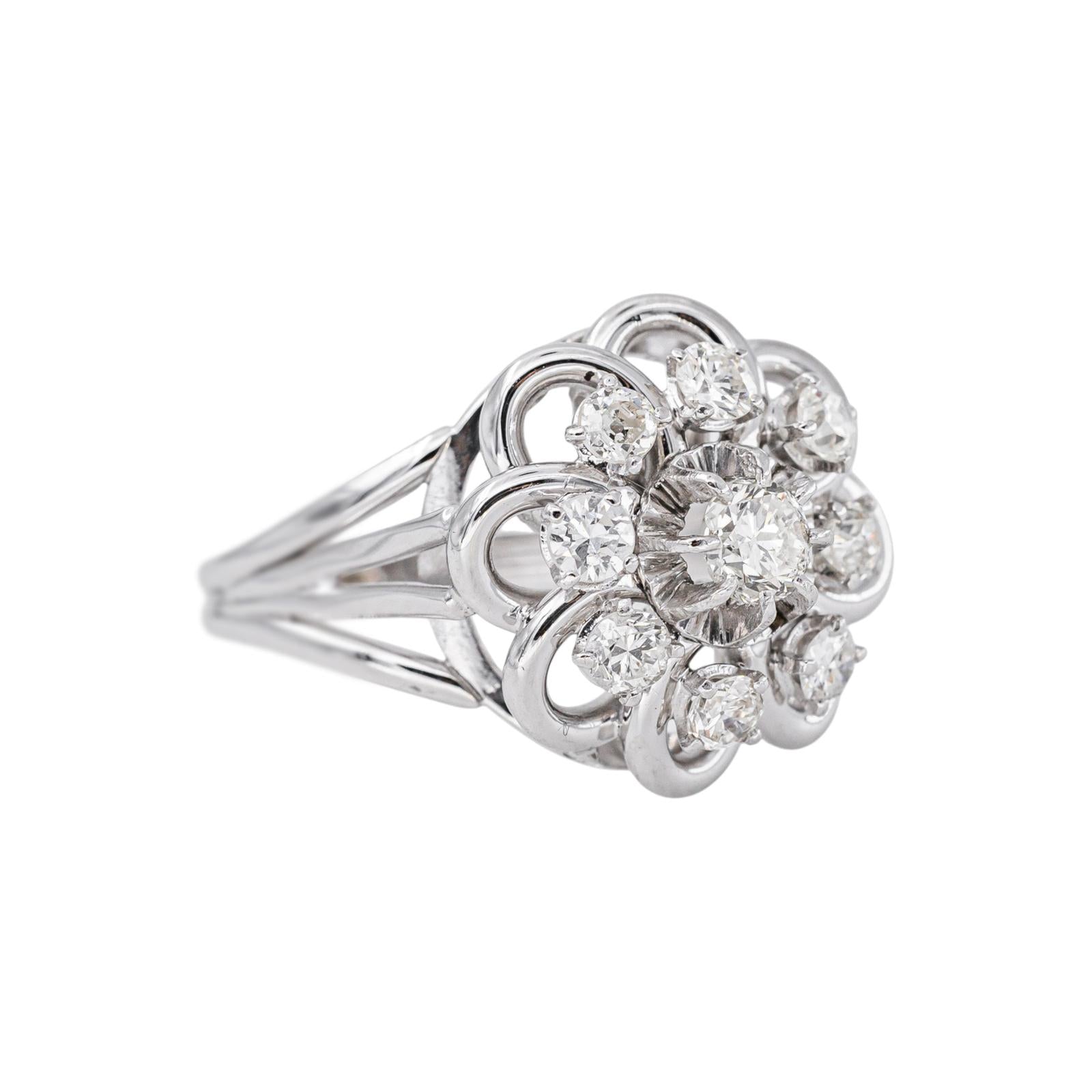 Marguerite Ring, White gold with Diamond