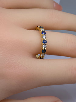 Yellow Gold Wedding Band with Sapphires and Diamonds