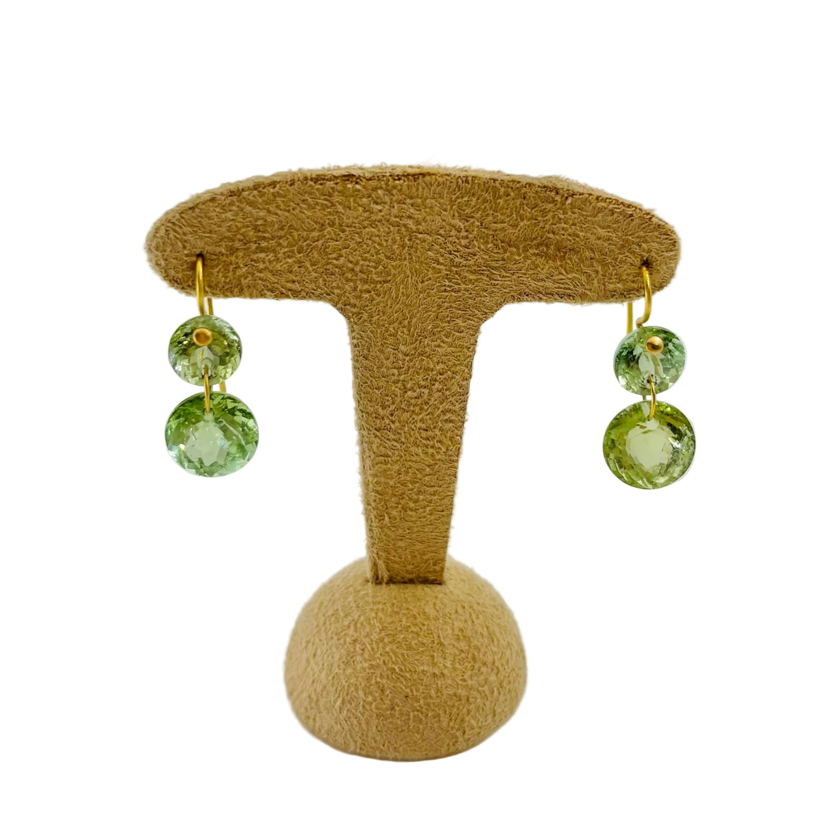 MARIE-HÉLÈNE DE TAILLAC "Gem Incandescence" Dangle Earrings in yellow gold and green Tourmaline