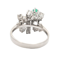 White Gold, Emerald, and Diamond Ring