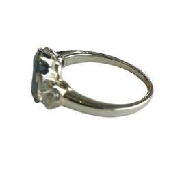 Trilogy Ring in White Gold, Sapphire, and Diamonds