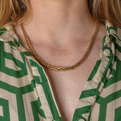 Yellow Gold Palm Leaf Link Necklace