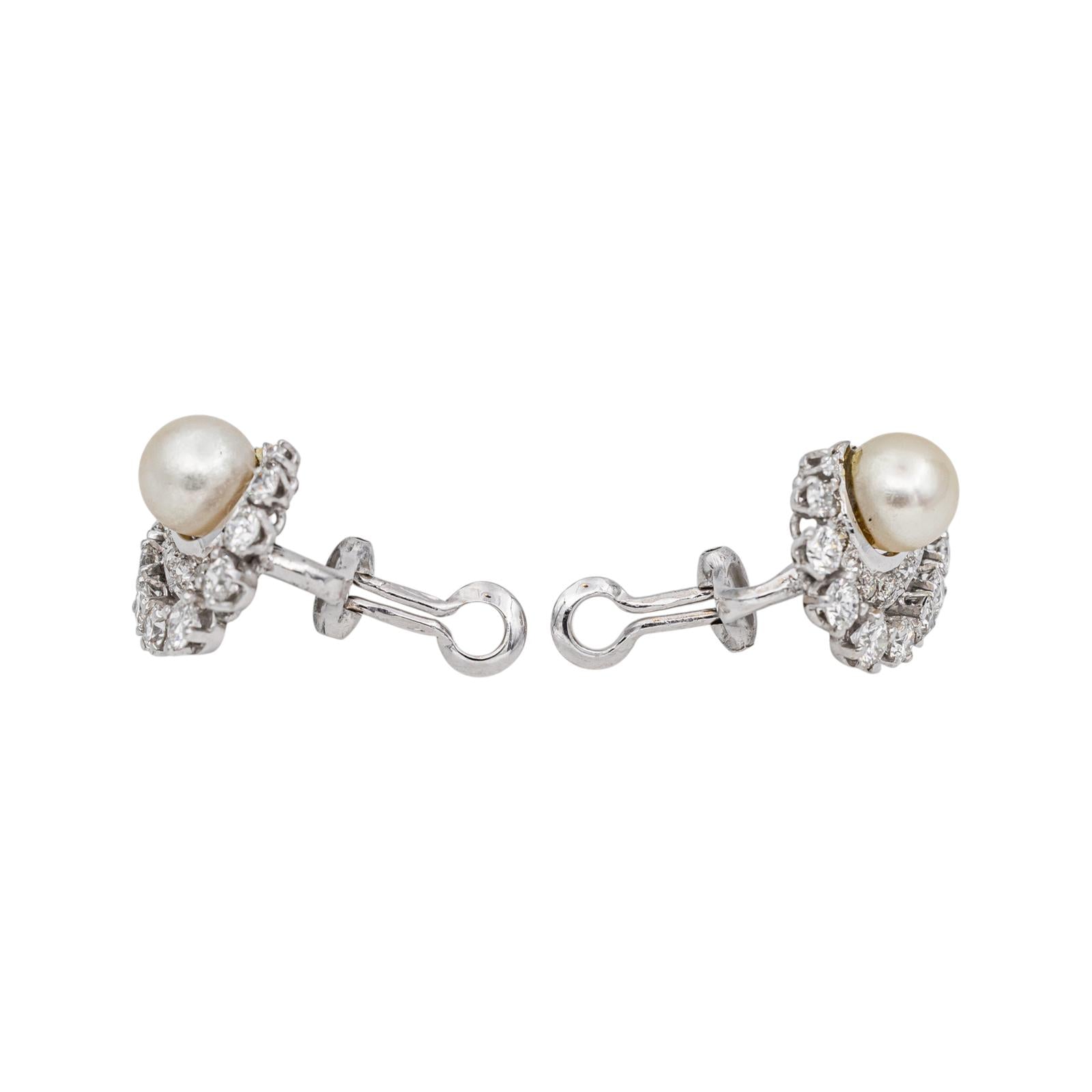 Earrings White gold Pearl