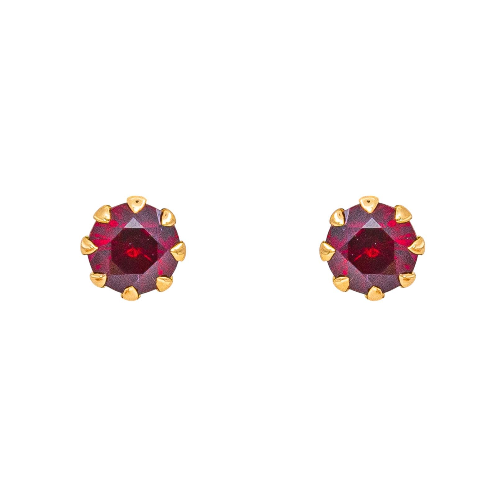 Earrings with Pucks Yellow Gold Ruby