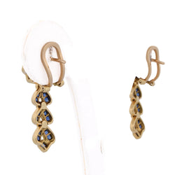 Drop Earrings in Yellow Gold, Sapphires, and Diamonds