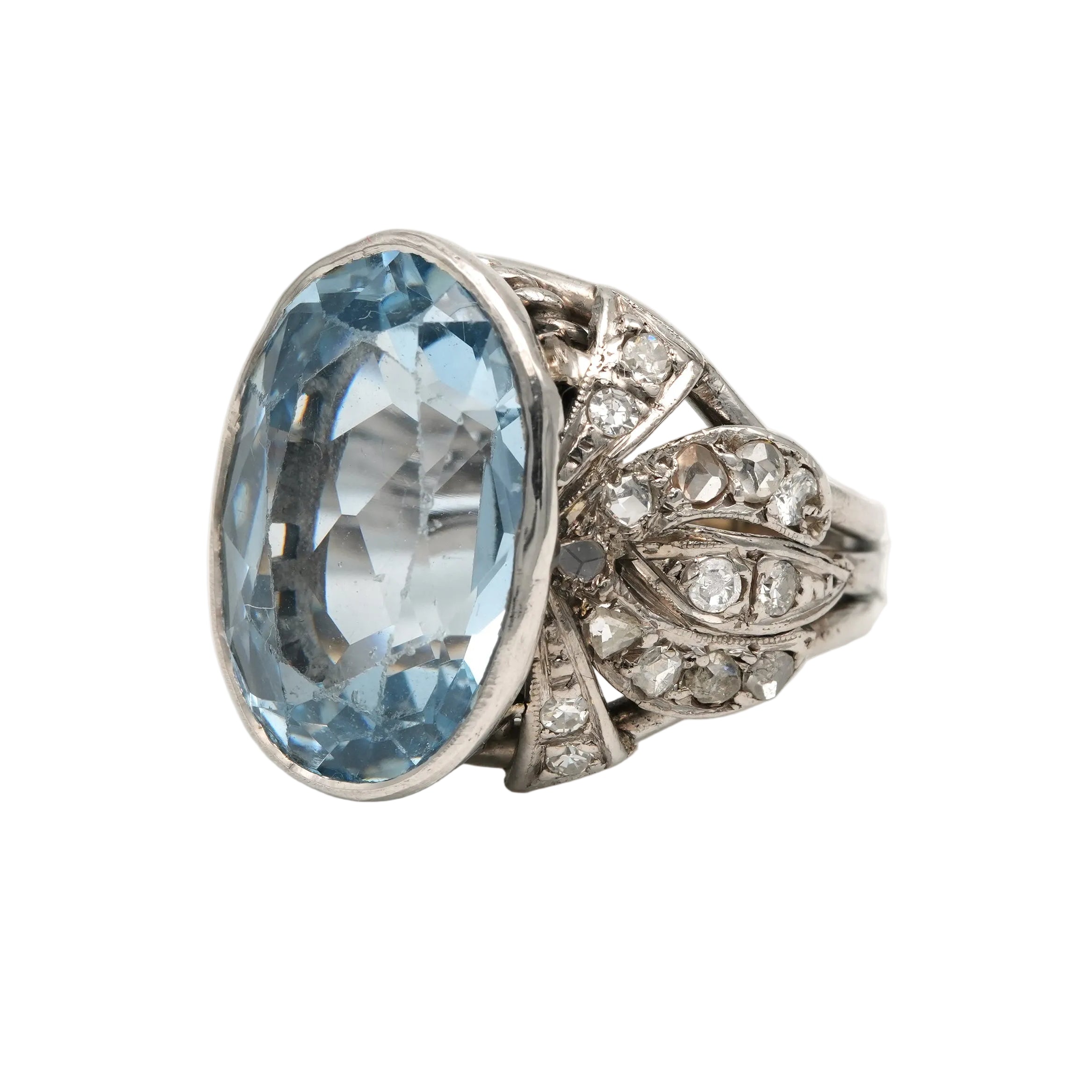 Cocktail Ring in White Gold, Platinum, Spinel, and Diamonds