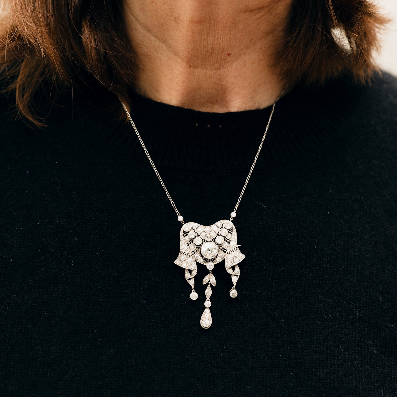 Collier Pendentif en or blanc et diamants