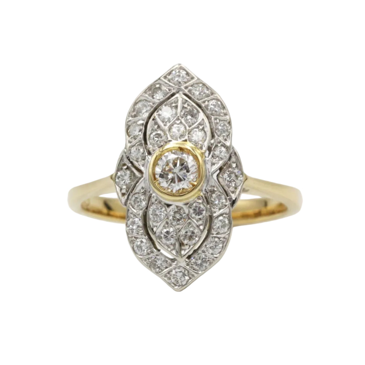 Bague Marquise en or jaune et diamants