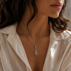 White Gold and Diamond Pendant Necklace