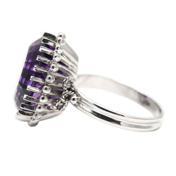 White Gold and Amethyst Cocktail Ring