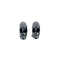 White Gold Heart-Shaped Hoop Earrings with Diamonds