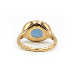 Yellow gold ring with diamonds and chalcedony