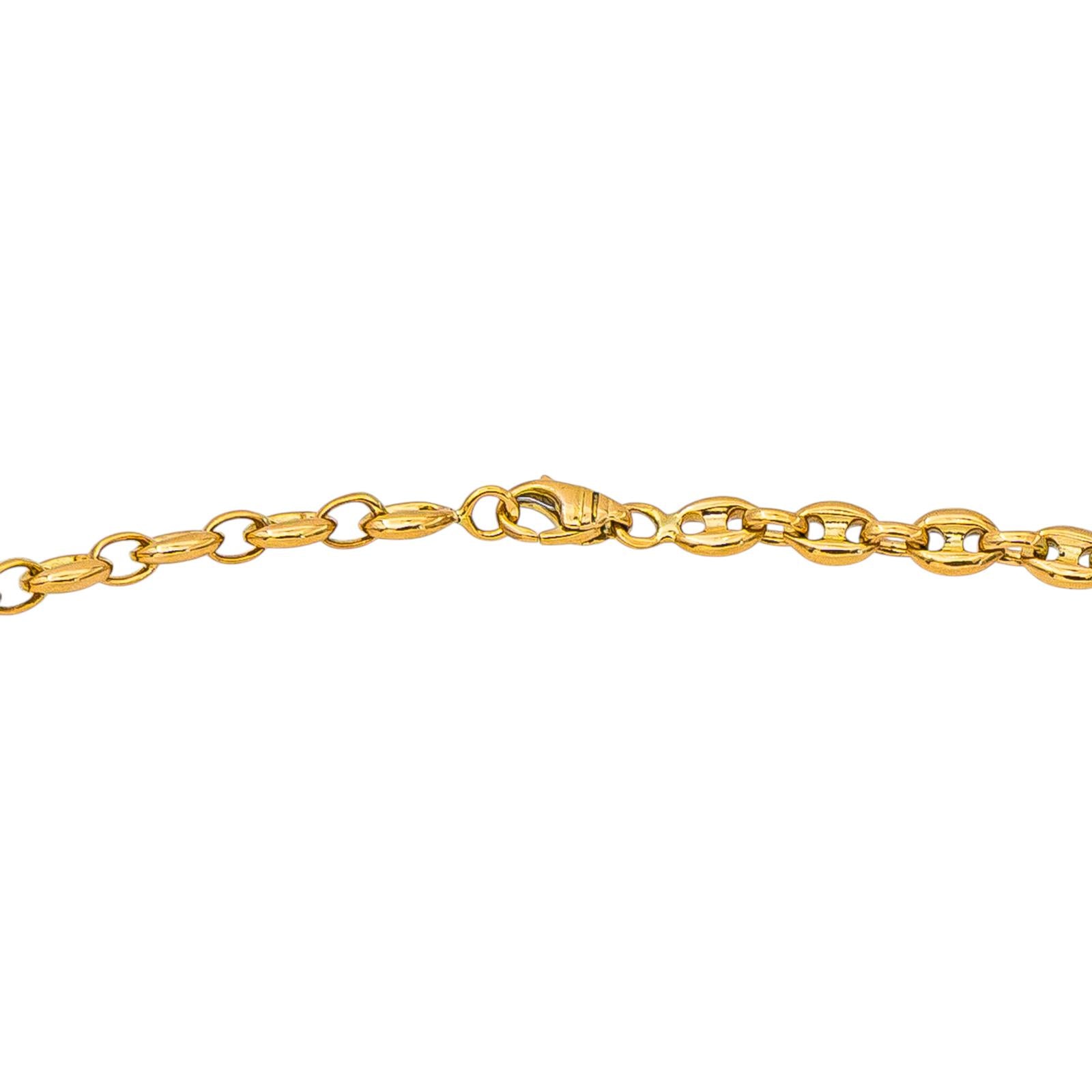 Yellow Gold Coffee Bean Link Necklace