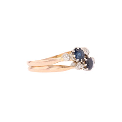 Bague Toi & Moi en or rose, saphirs et diamants