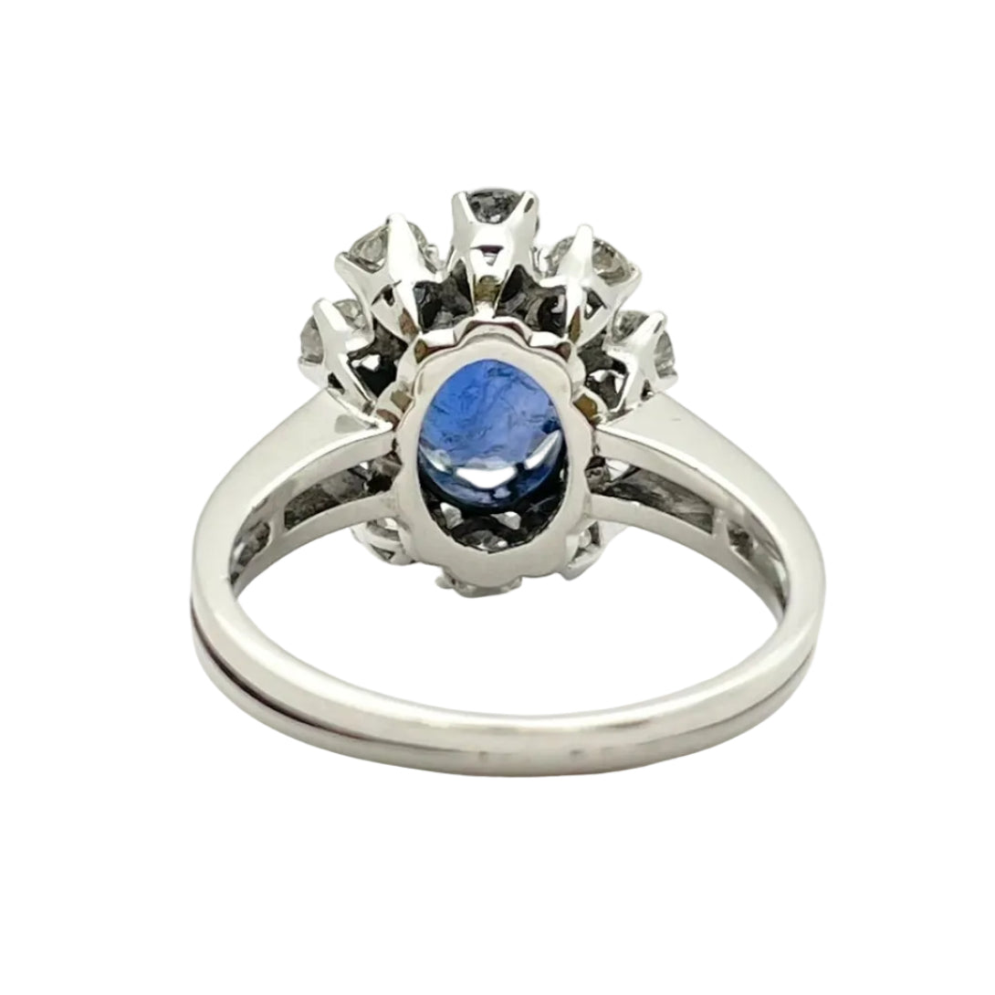 Marguerite Ring in White Gold, Sapphire, and Diamonds