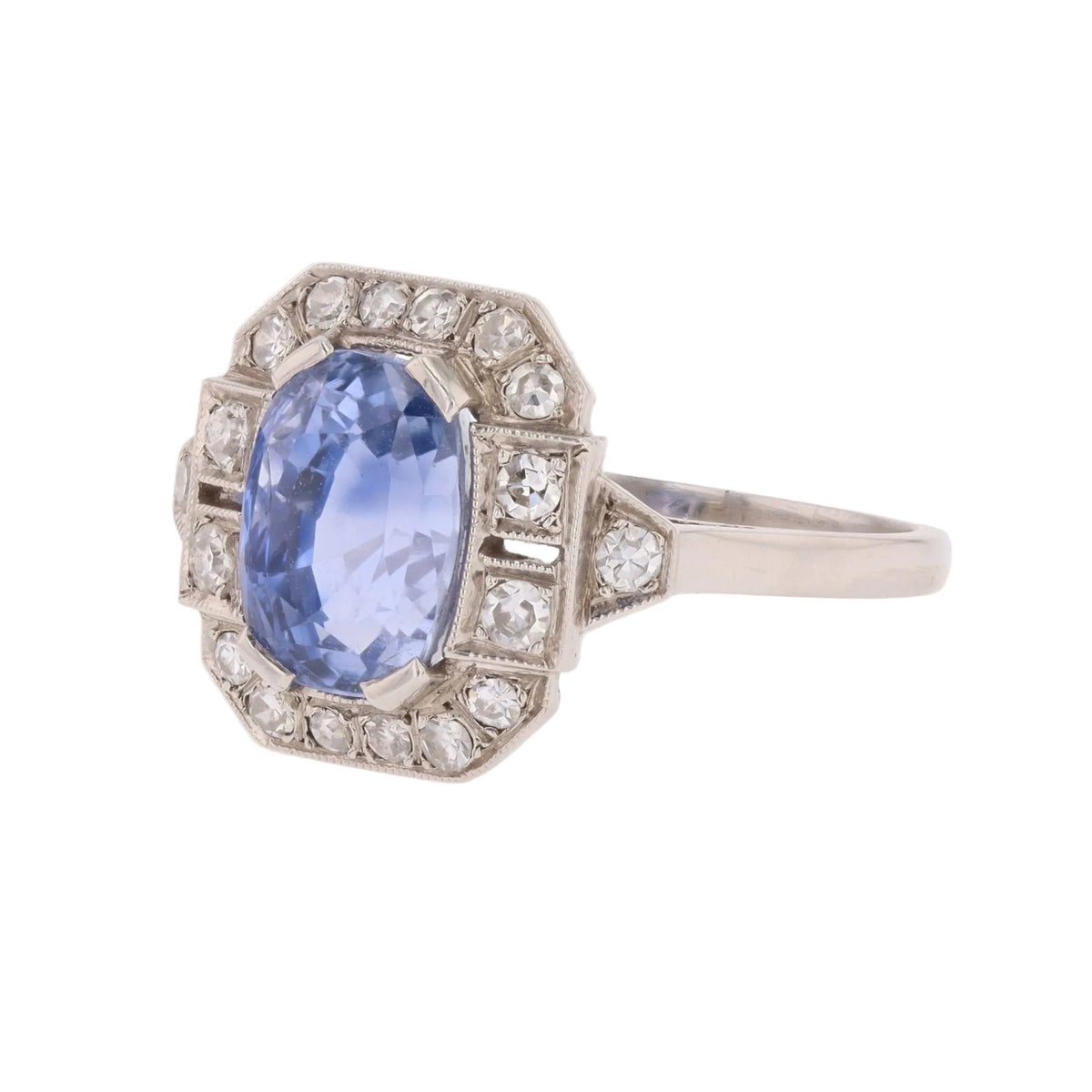Entourage Ring in Platinum, Sapphire, and Diamonds