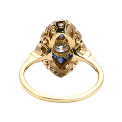 Ring in white gold, yellow gold, and diamonds