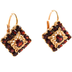 Yellow Gold and Garnet Lever-back Earrings