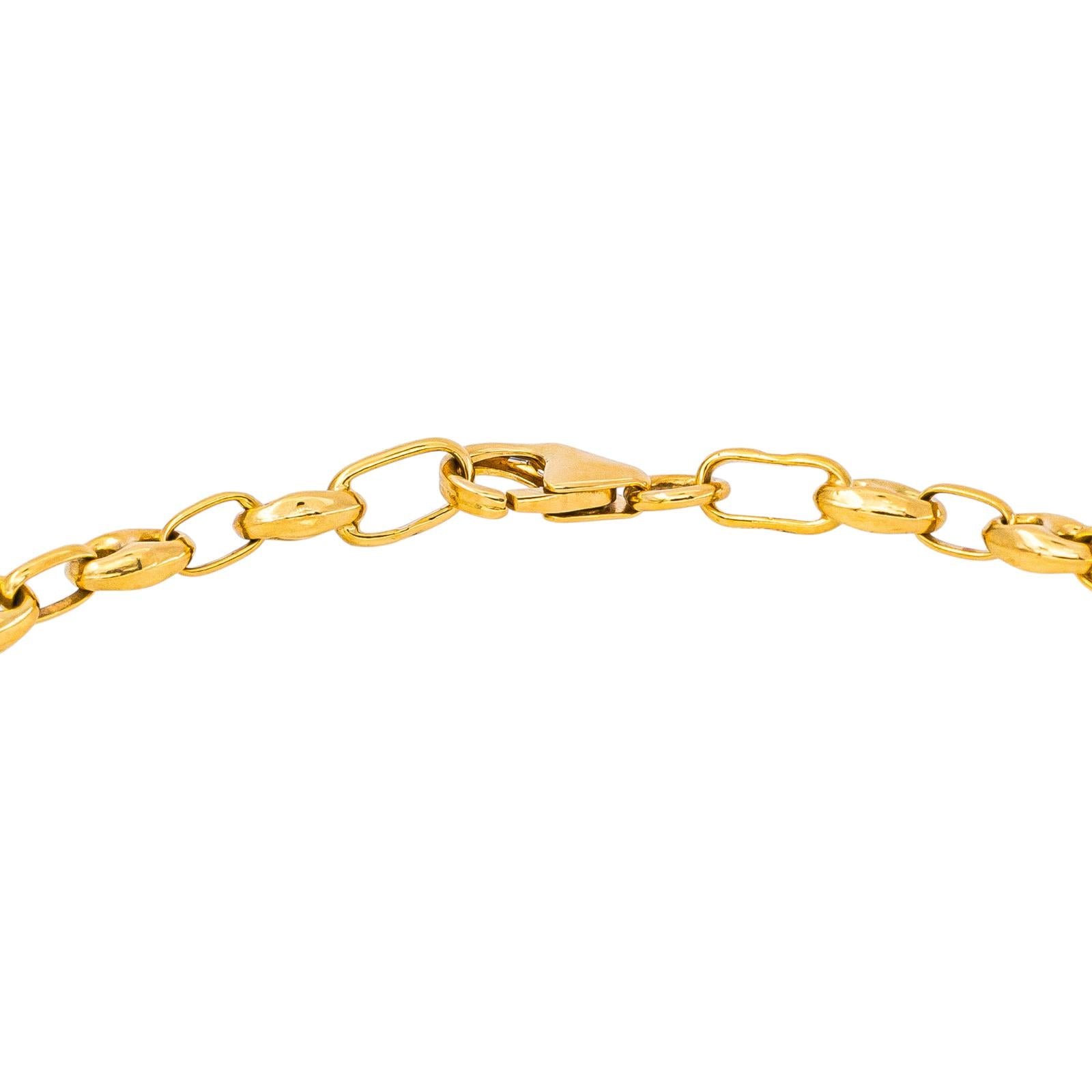 Yellow Gold Coffee Bean Link Bracelet