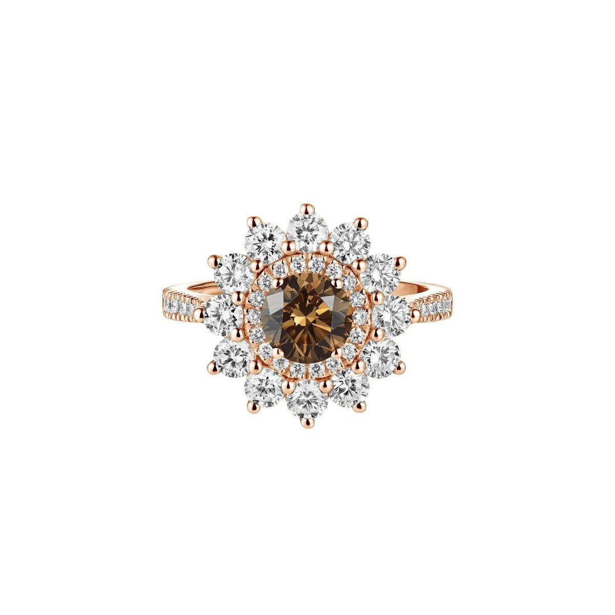 Bague Entourage GEMMYO Lefkos en or rose et diamants
