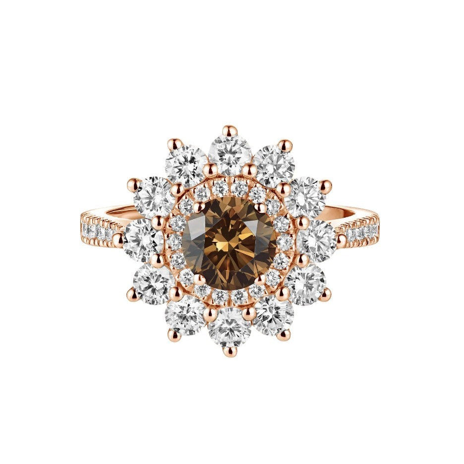 Bague Entourage GEMMYO Lefkos en or rose et diamants