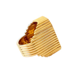 MARIE LICHTENBERG "Heart Mini Scap" Cocktail Ring in yellow gold, Enamel, and Diamonds