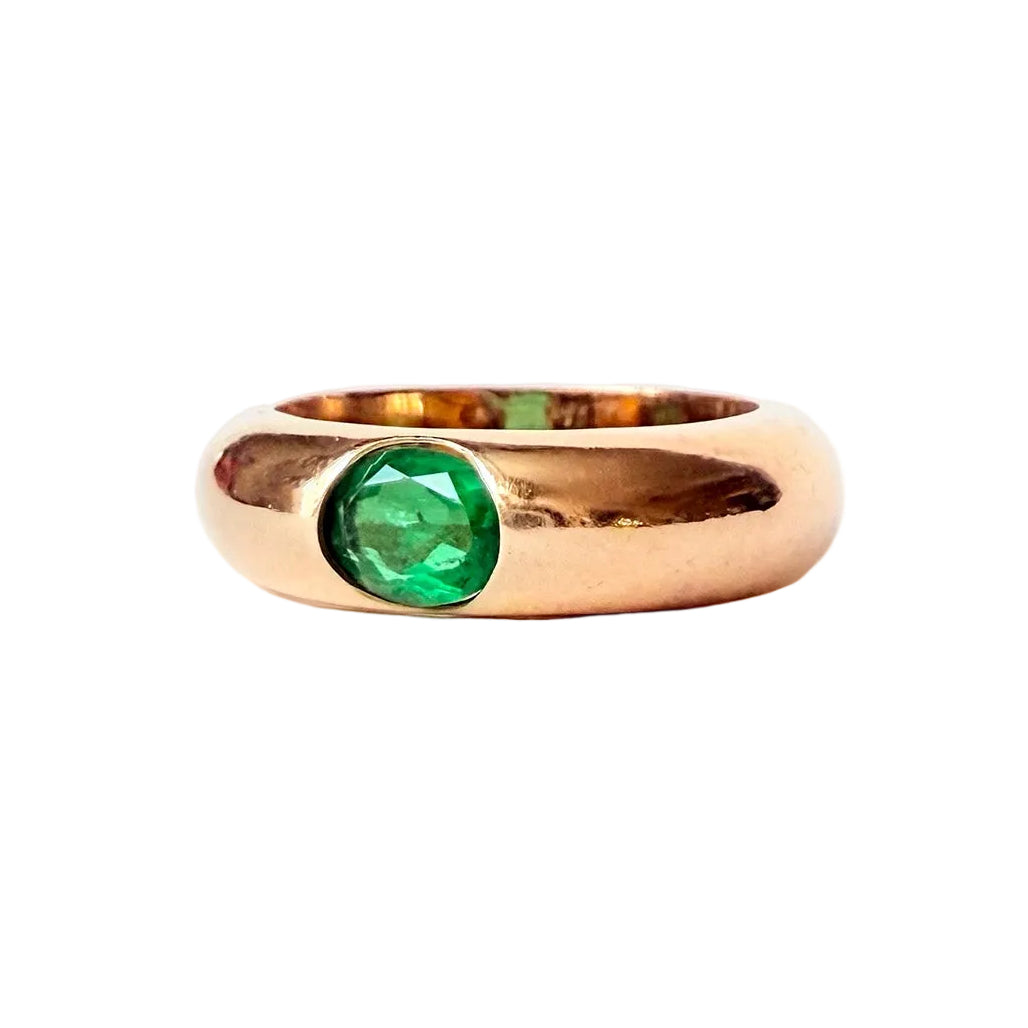 Yellow Gold and Emerald Bangle Ring