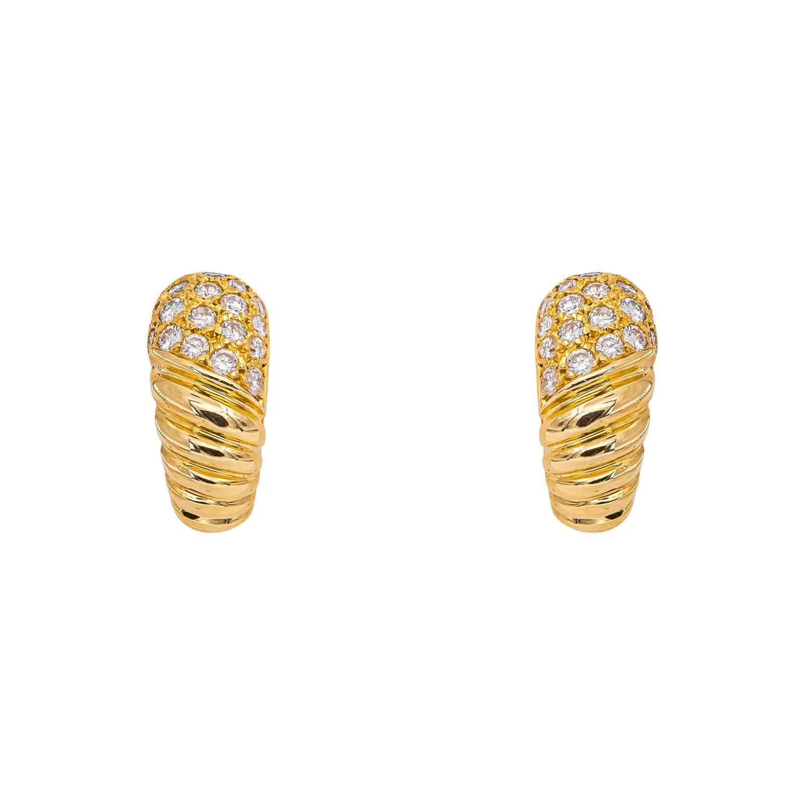 Boucles d'oreilles Demi-créoles Or jaune  Diamant