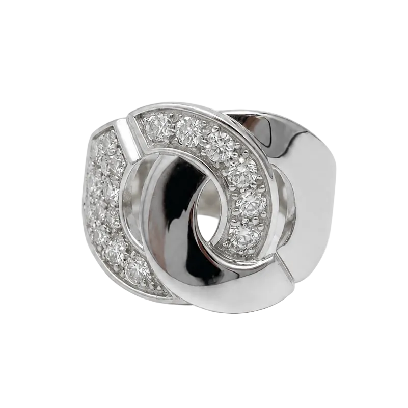 DINH VAN "Handcuffs" Pave Ring in White Gold and Diamonds