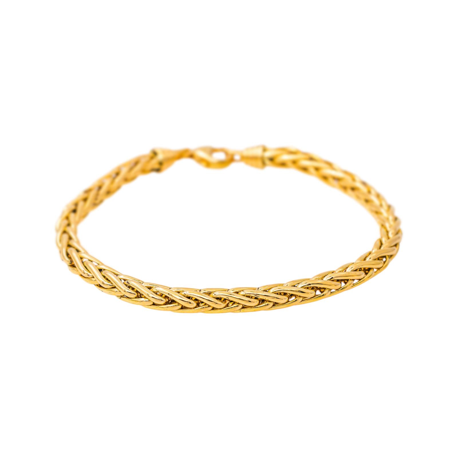 Yellow Gold Palm Leaf Link Bracelet