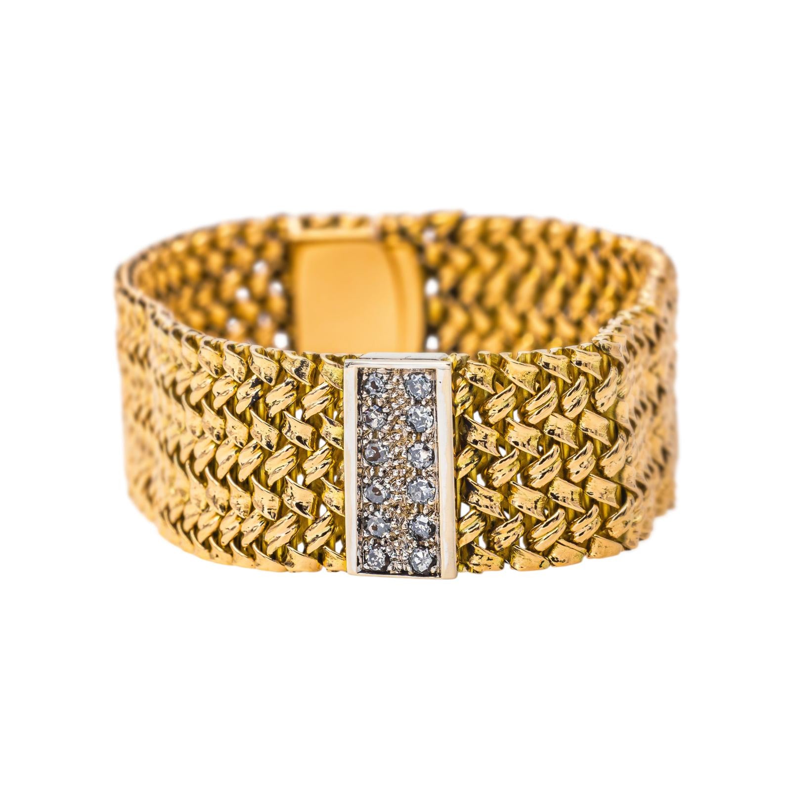 Yellow gold Diamond Cuff Bracelet