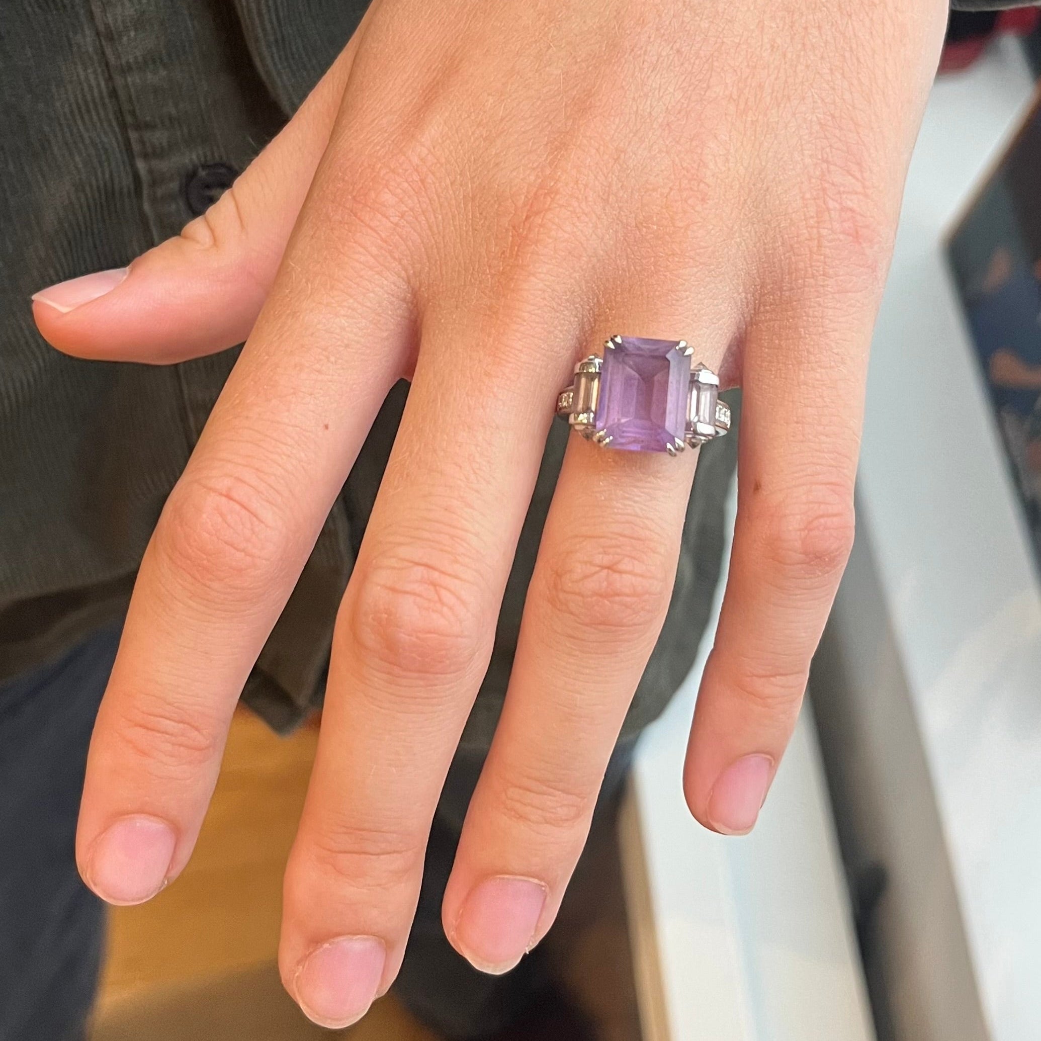 MAUBOUSSIN "Color Baiser" Ring in White gold, Amethysts and Diamonds