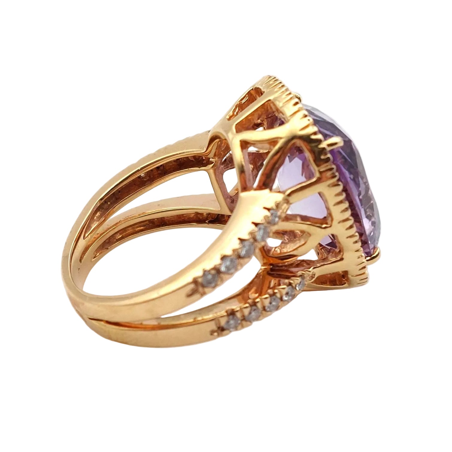 Entourage Ring in Rose gold, Amethyst and Diamonds