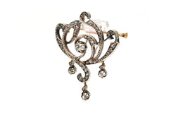 Broche Épingle en or jaune, argent et diamants