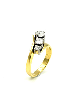 Vintage two-tone gold ring with diamonds