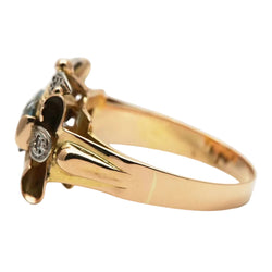 Tank Ring in yellow gold, aquamarine, and diamonds