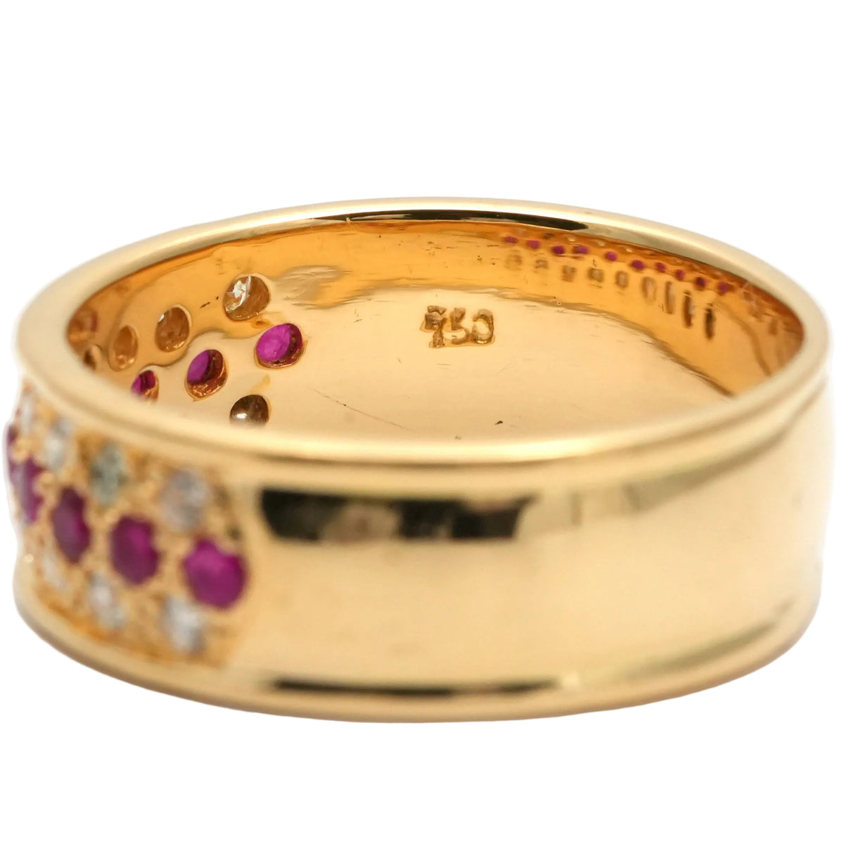 Band Ring in Yellow Gold, Rubies, and Diamonds