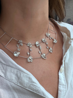 Necklace in white gold and rose-cut diamonds