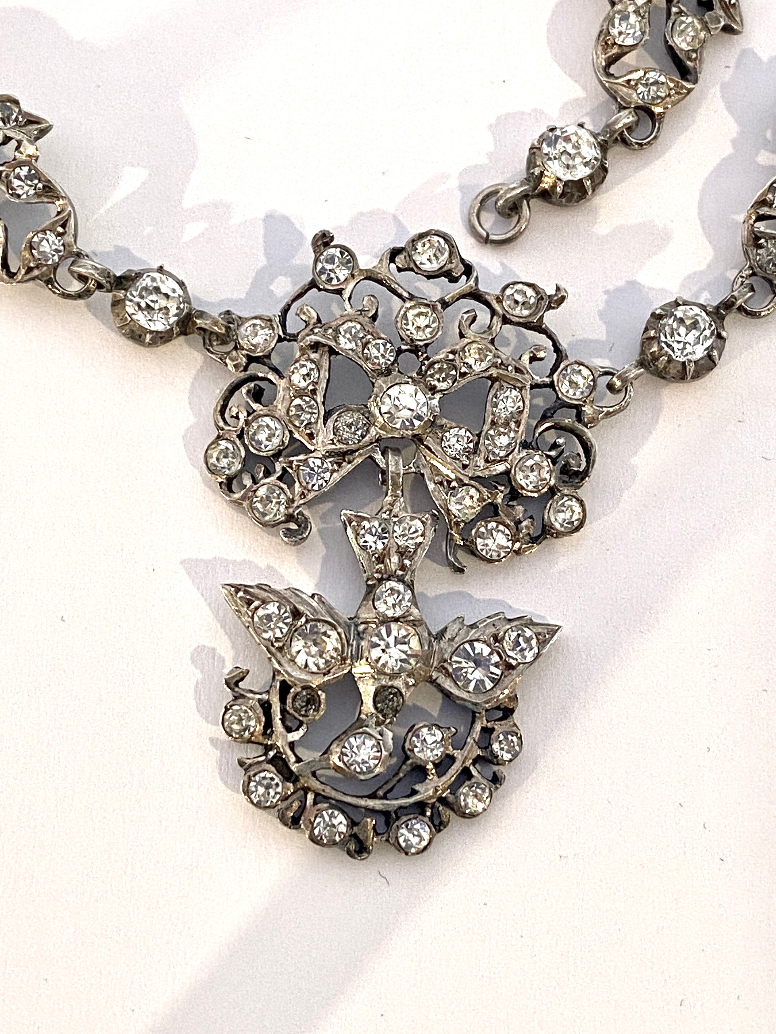 Silver and rhinestone Holy Spirit necklace, circa 1815–1830