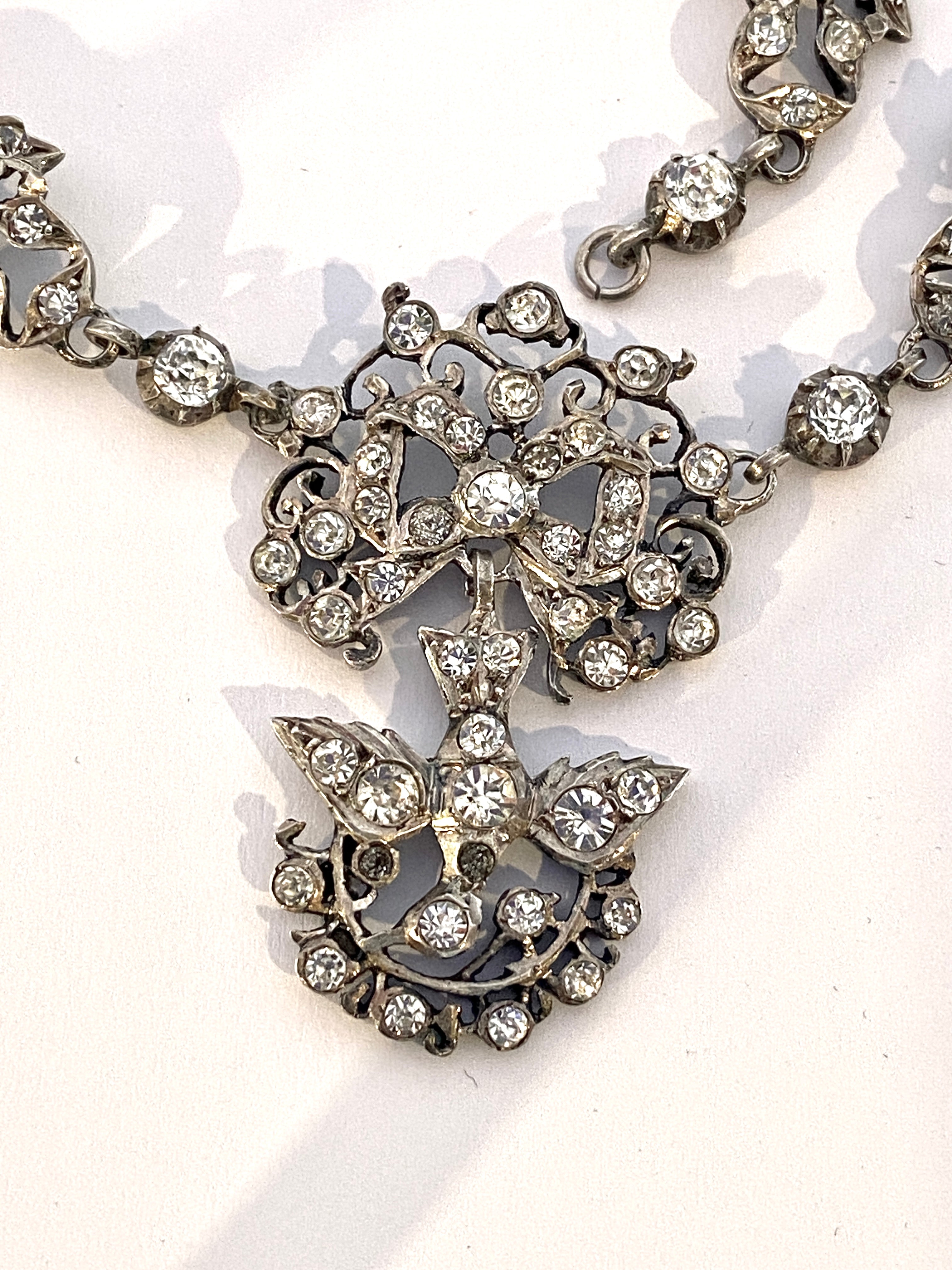 Silver and rhinestone Holy Spirit necklace, circa 1815–1830